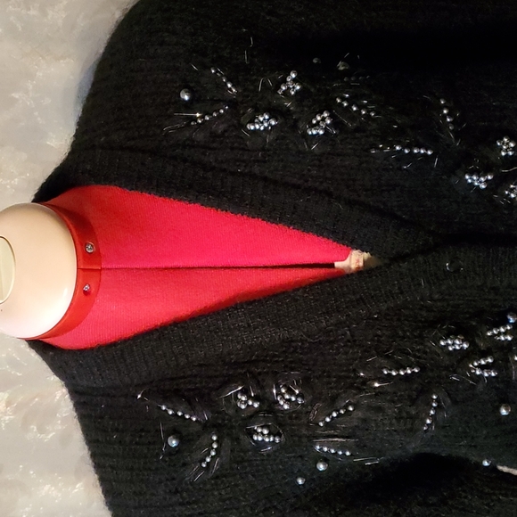 Vintage Bali mohair beaded knitted balloon sleeves cardigan size large - Picture 3 of 16